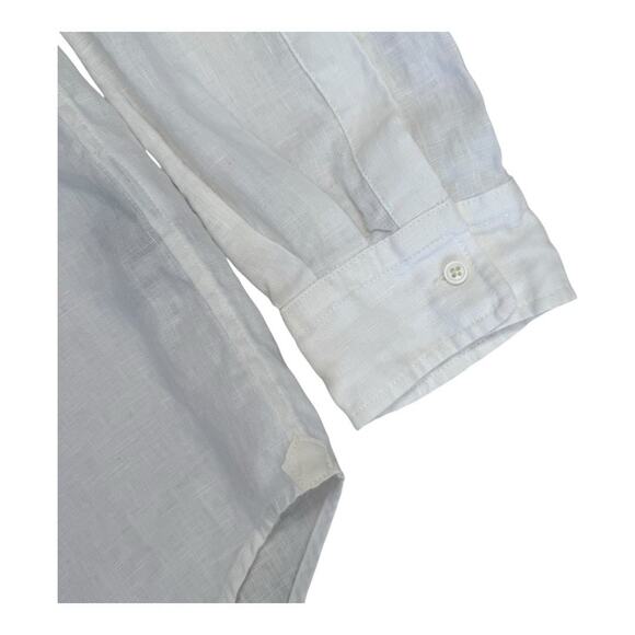 Loro Piana Andre White Flax Long Sleeve Button Up Shirt Men’s Large - Picture 3 of 5